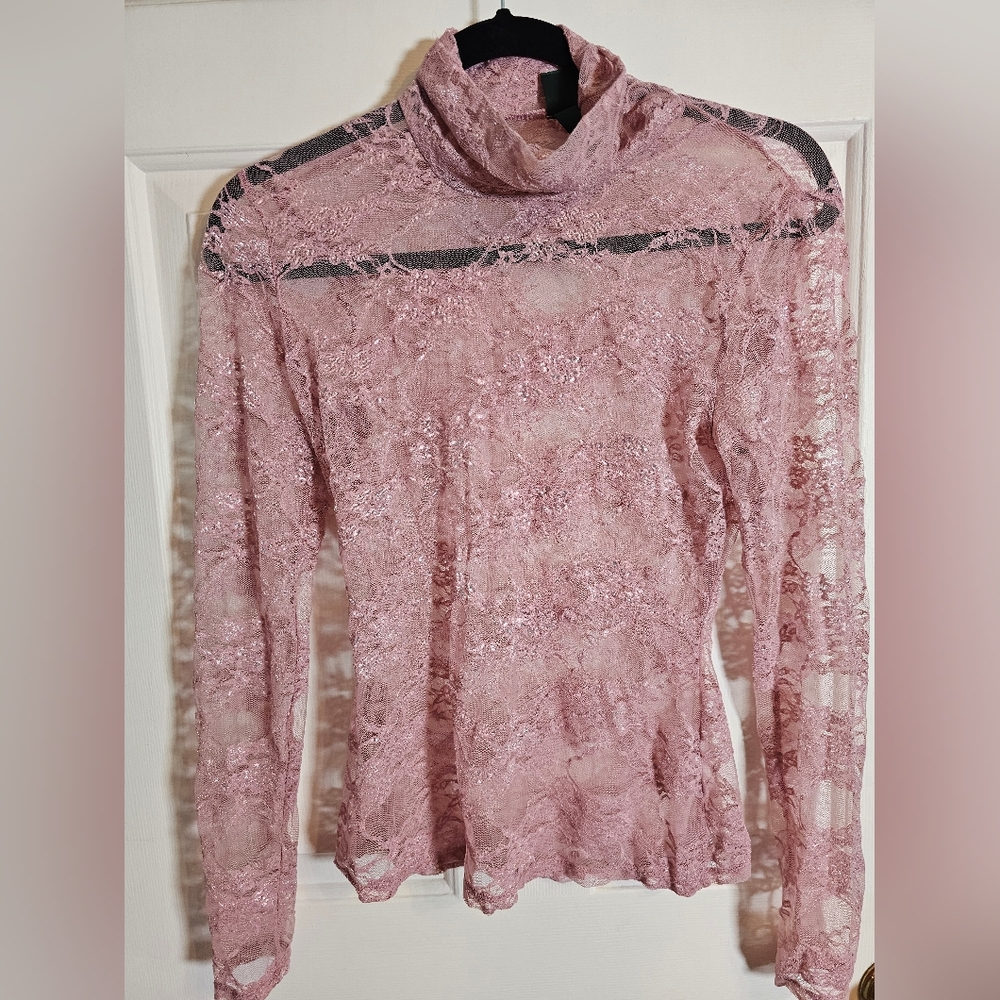Wild Fable Pink Lace Long Sleeve Top Size Small